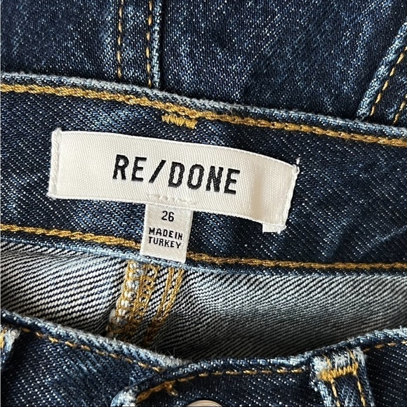 NWT RE/DONE 90s High Waist Front Slit Dark Denim Raw Fray Hem Midi Jean Skirt 26 - Picture 5 of 6